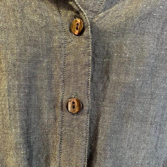 🐻Size 22/24W - Avenue - Denim Blue Half Sleeve Button-Down - Linen/Rayon Mix - Picture 3 of 6